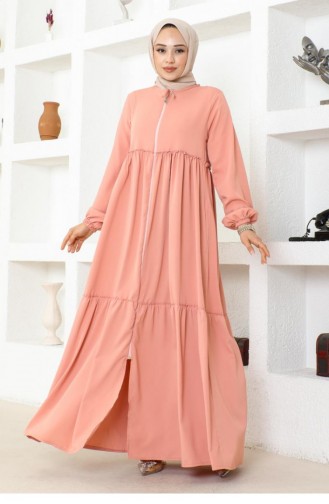 0033Sgs Jessica Crepe Abaya With Frilly Skirt Powder 16944