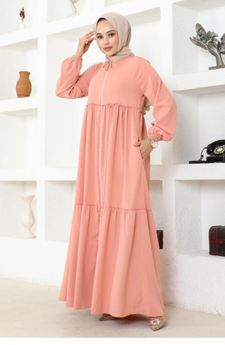 0033Sgs Jessica Crepe Abaya With Frilly Skirt Powder 16944