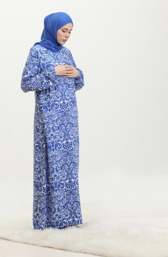 Şile Bezi Ferace Namaz Elbisesi 6364-01 Mavi