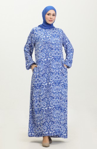 Şile Bezi Ferace Namaz Elbisesi 6364-01 Mavi