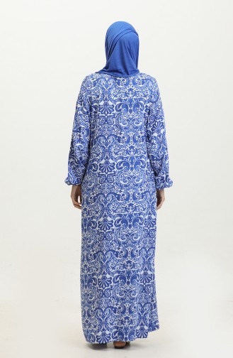 فستان الصلاة  منقوش من نسيج شيلة  6364-01 أزرق 6364-01