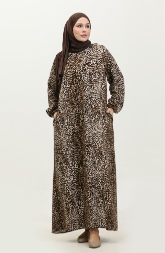 فستان الصلاة  منقوش من نسيج شيلة  6364-04 بني 6364-04