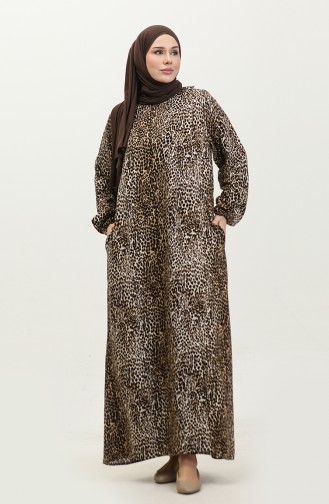 Robe De Prière Abaya En Tissu Şile 6364-04 Marron 6364-04