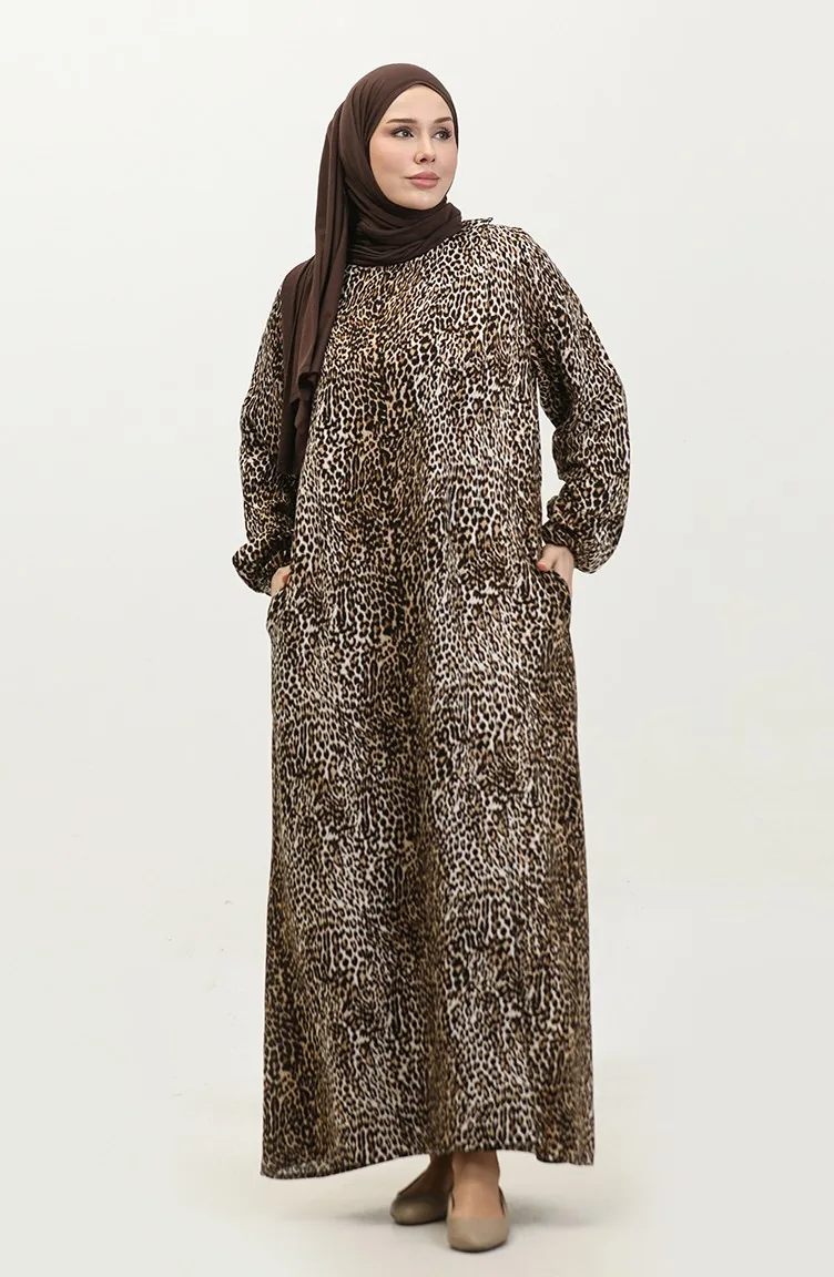 Şile Stoffen Abaya Gebedsjurk 6364-04 Bruin 6364-04