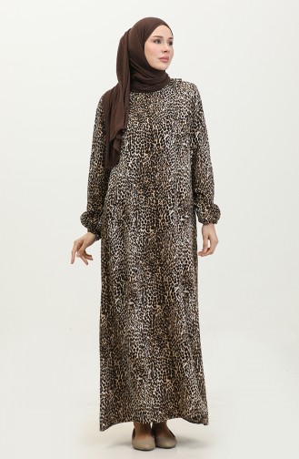 Şile Fabric Abaya Prayer Dress 6364-04 Brown 6364-04