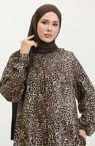 Robe De Prière Abaya En Tissu Şile 6364-04 Marron 6364-04