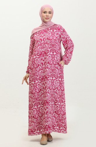 Şile Fabric Abaya Prayer Dress 6364-05 Plum 6364-05