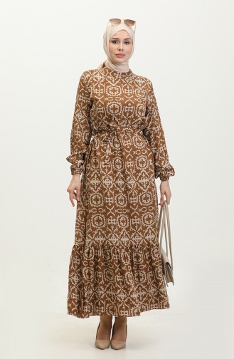 Viscose Patterned Dress 0362-01 Tan 0362-01