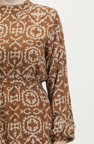 Viscose Patterned Dress 0362-01 Tan 0362-01