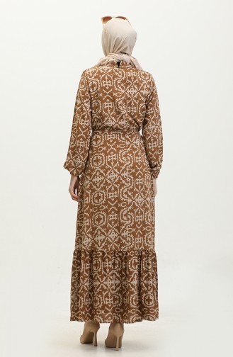Viscose Patterned Dress 0362-01 Tan 0362-01