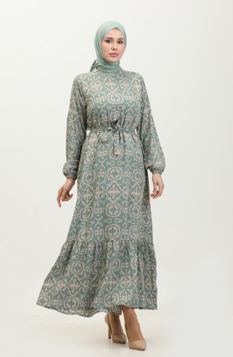 Viscose Patterned Dress 0362-02 Green 0362-02