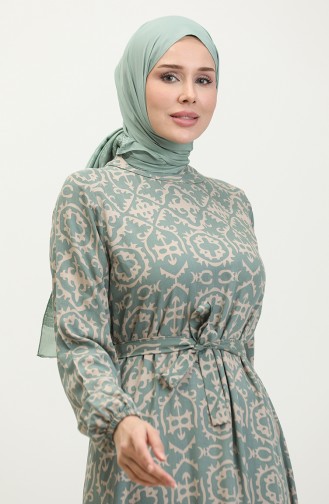 Viscose Patterned Dress 0362-02 Green 0362-02