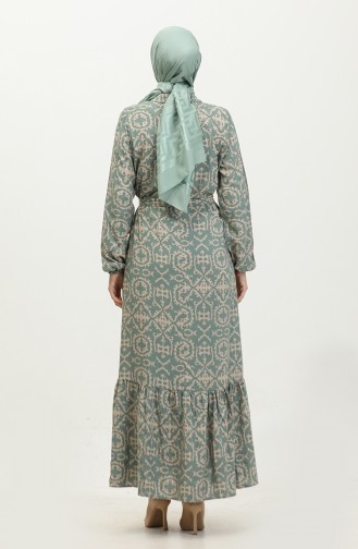 Viscose Patterned Dress 0362-02 Green 0362-02