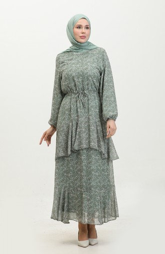 Robe Mousseline Grande Taille Vert 7730 917