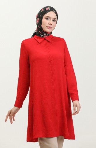 Tunique Plissée Col Chemise 1012-05 Rouge Claret 1012-05