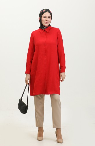 Shirt Collar Pleated Tunic 1012-05 Claret Red 1012-05
