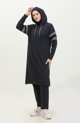 Hooded Tracksuit Set 3025-03 Navy Blue 3025-03