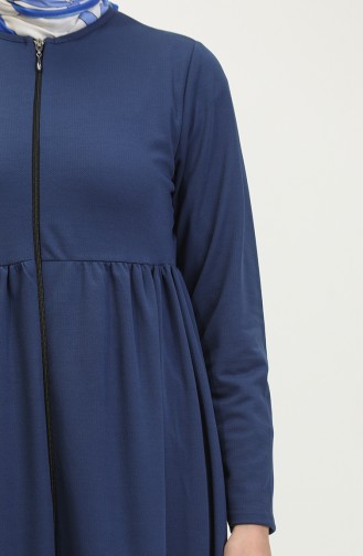 Verzamelde Abaya Met Ritssluiting 0695-10 Indigo 0695-10