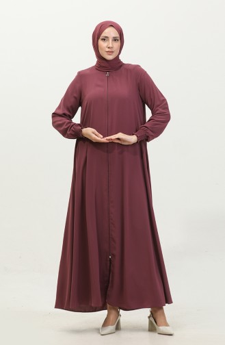 Abaya With Elastic Sleeves 5049-10 Dusty Rose 5049-10