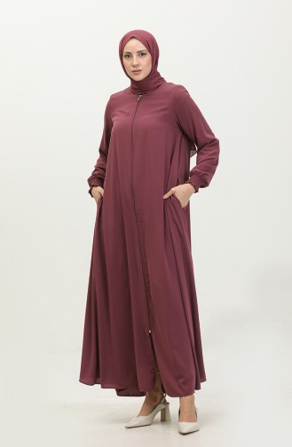 Abaya With Elastic Sleeves 5049-10 Dusty Rose 5049-10