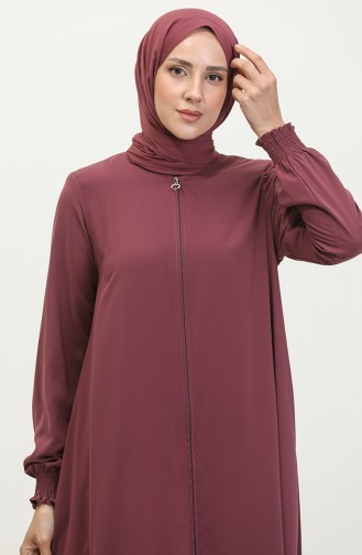 Abaya With Elastic Sleeves 5049-10 Dusty Rose 5049-10