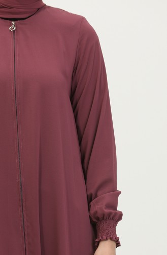 Abaya With Elastic Sleeves 5049-10 Dusty Rose 5049-10