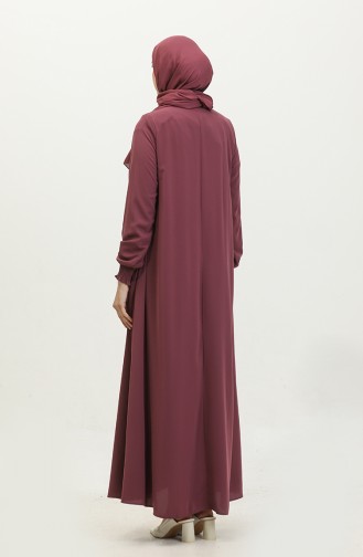 Abaya With Elastic Sleeves 5049-10 Dusty Rose 5049-10