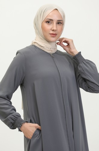 Abaya With Elastic Sleeves 5049-11 Light Gray 5049-11