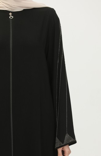 Abaya Imprimé Pierre Grande Taille 5070-01 Noir 5070-01