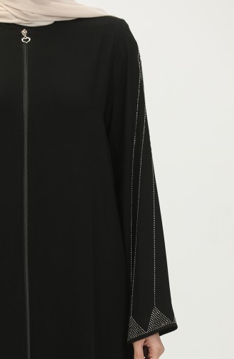 Große Abaya Mit Steindruck 5070-01 Schwarz 5070-01