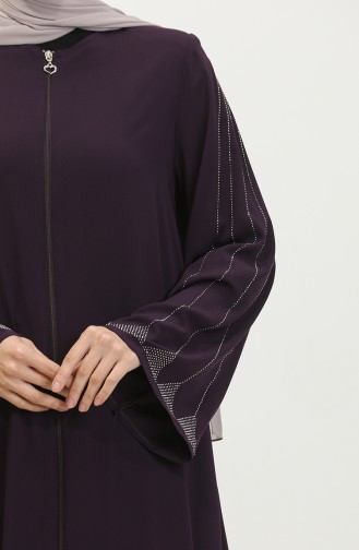 Abaya Imprimé Pierre Grande Taille 5070-04 Prune 5070-04