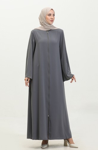 Large Size Stone Printed Abaya 5070-05 Gray 5070-05