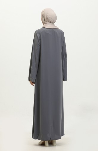 Abaya Imprimé Pierre Grande Taille 5070-05 Gris 5070-05