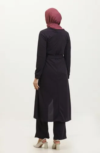 Ensemble Deux Pièces Tunique Pantalon Fendu 0664-10 Pourpre 0664-10