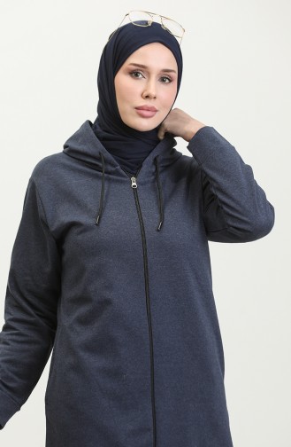 Oversize Hooded Sweatshirt 24005-01 İndigo 24005-01
