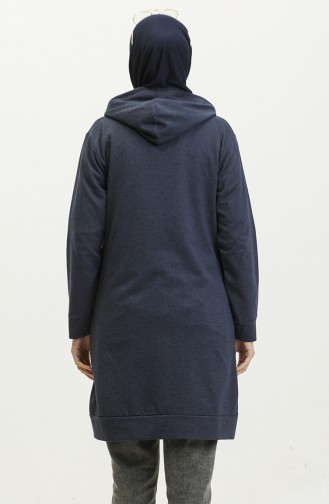 Oversize Hooded Sweatshirt 24005-01 İndigo 24005-01