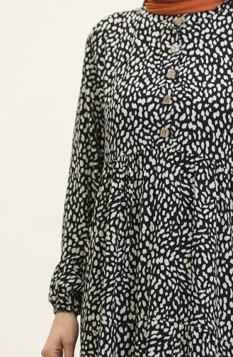 Großes Gemustertes Viskosekleid 4086-02 Marineblau 4086-02