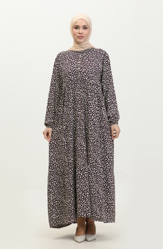 Großes Gemustertes Viskosekleid 4086-03 Lila 4086-03