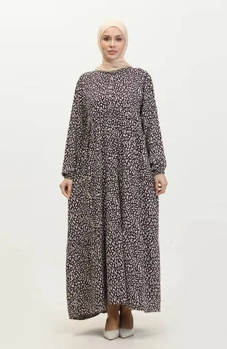 Großes Gemustertes Viskosekleid 4086-03 Lila 4086-03