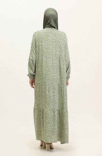 Plus Size Patterned Viscose Dress 4086-05 Green 4086-05