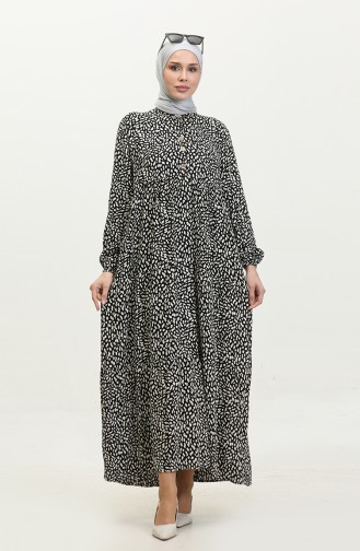 Robe Viscose à Motifs Grande Taille 4086-06 Noir 4086-06