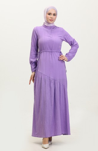 Robe Froncee Nouée Sur Le Côté 0363-01 Lilas 0363-01