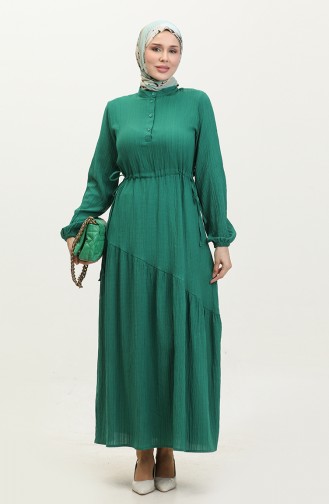 Side Tie Shirred Dress 0363-02 Emerald Green 0363-02