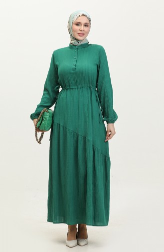 Robe Froncee Nouée Sur Le Côté 0363-02 Vert Emeraude 0363-02