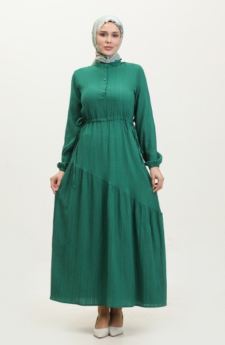 Side Tie Shirred Dress 0363-02 Emerald Green 0363-02