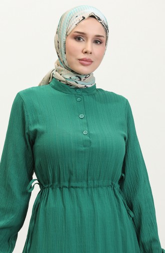 Side Tie Shirred Dress 0363-02 Emerald Green 0363-02