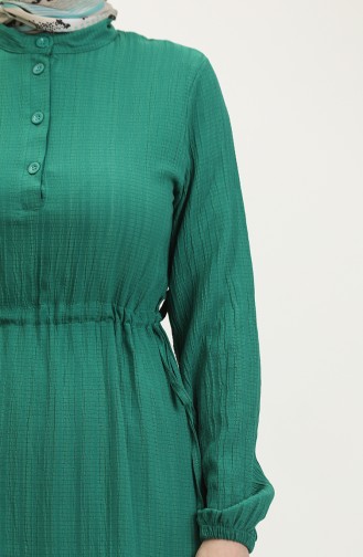 Side Tie Shirred Dress 0363-02 Emerald Green 0363-02