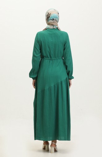 Side Tie Shirred Dress 0363-02 Emerald Green 0363-02