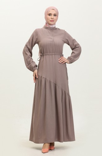 Side Tie Shirred Dress 0363-03 Mink 0363-03