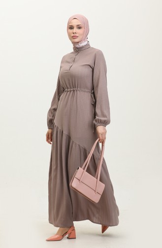 Side Tie Shirred Dress 0363-03 Mink 0363-03